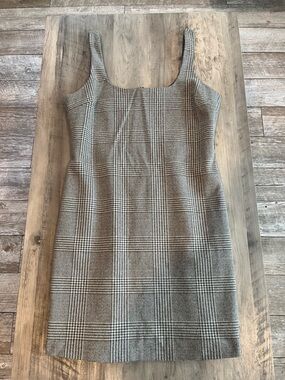 Banana Republic Plaid Square-Neck Sheath Dress in Beige and Brown pattern